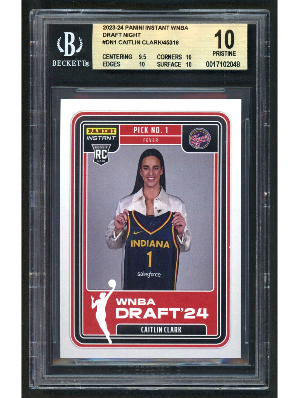 2024 Panini Instant WNBA #DN1 Caitlin Clark Rookie (RC) BGS 10 Pristine